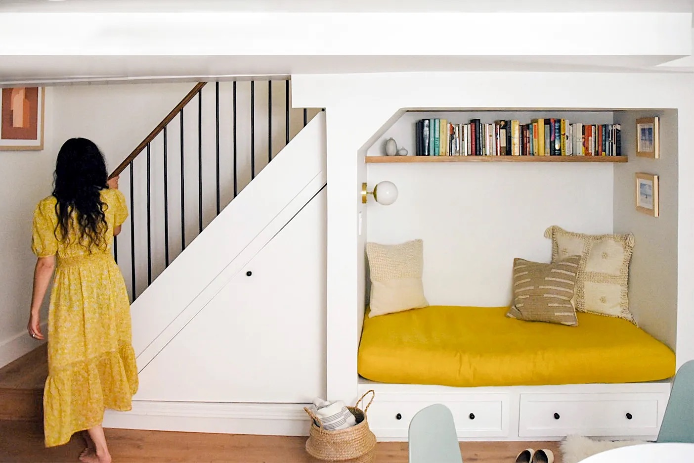 reading nook under stairs
