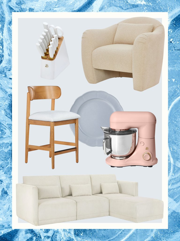 furniture on blue backdrop