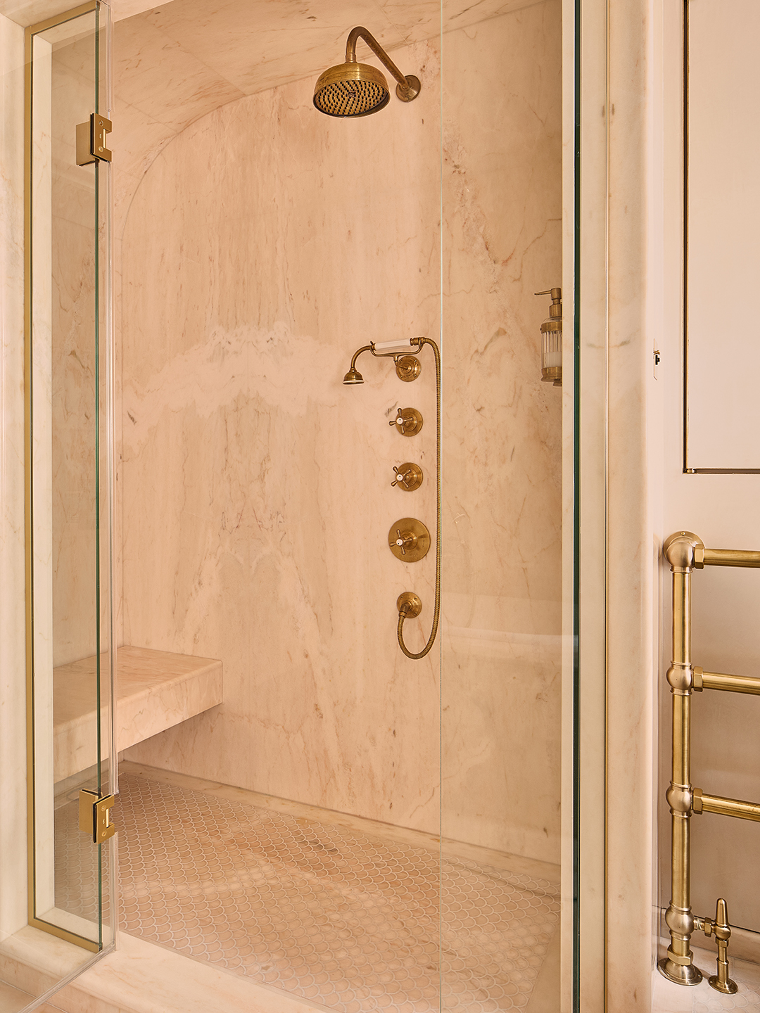 pink marble shower