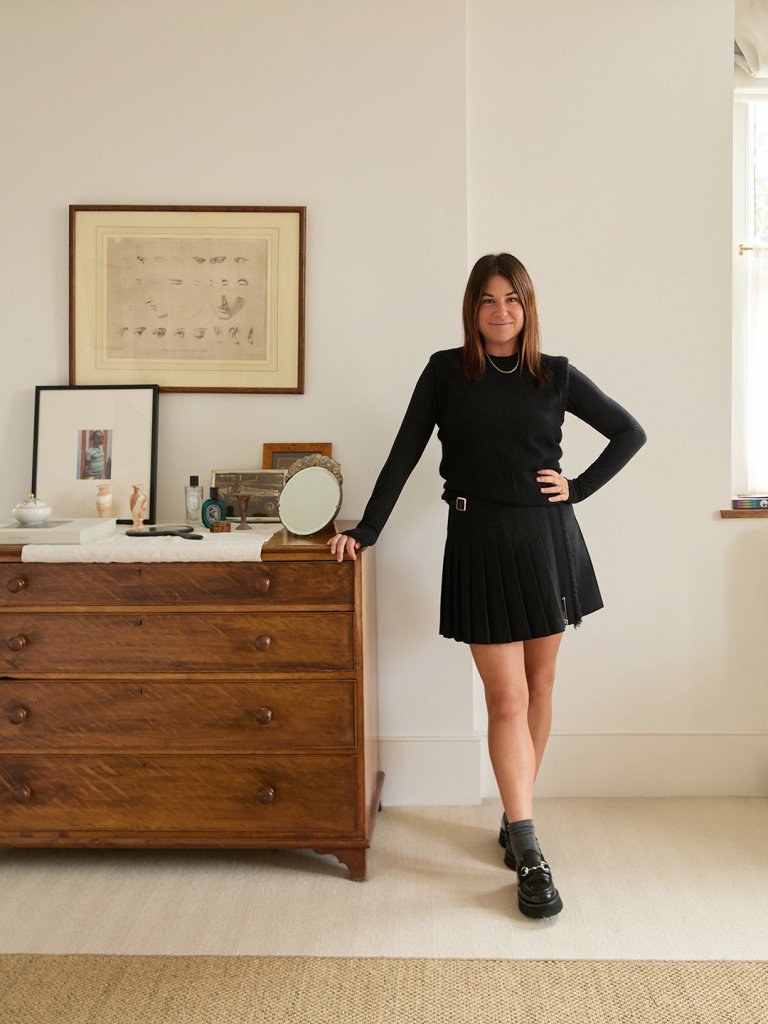 woman leaning on chest