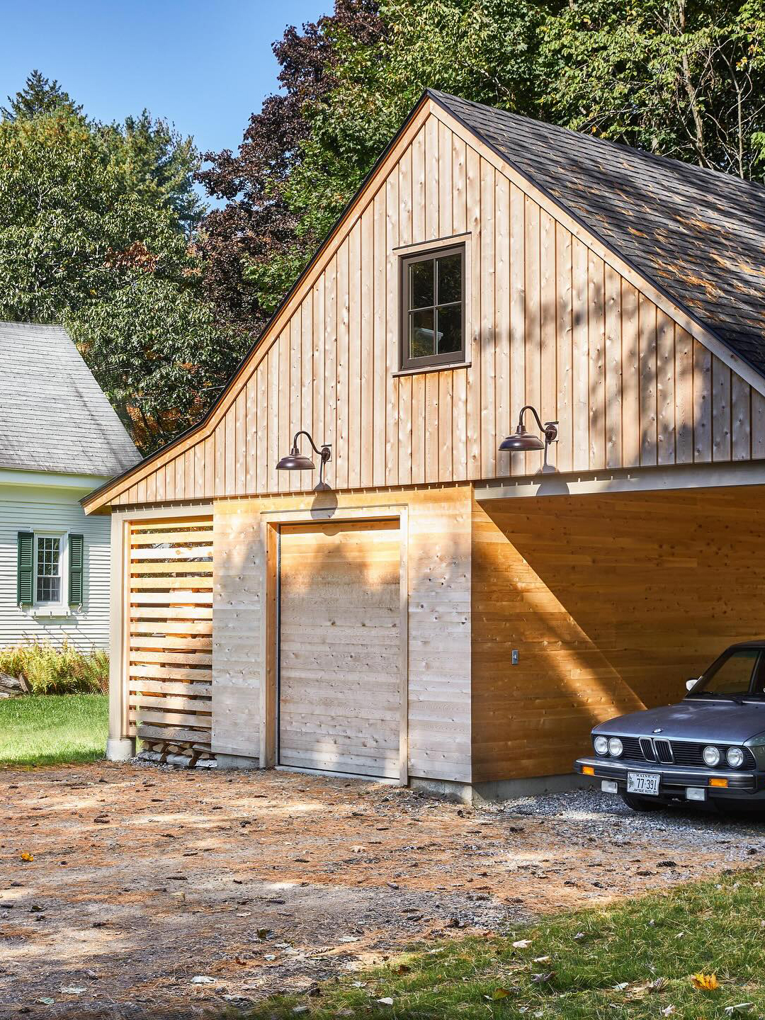 rustic pine wood garage