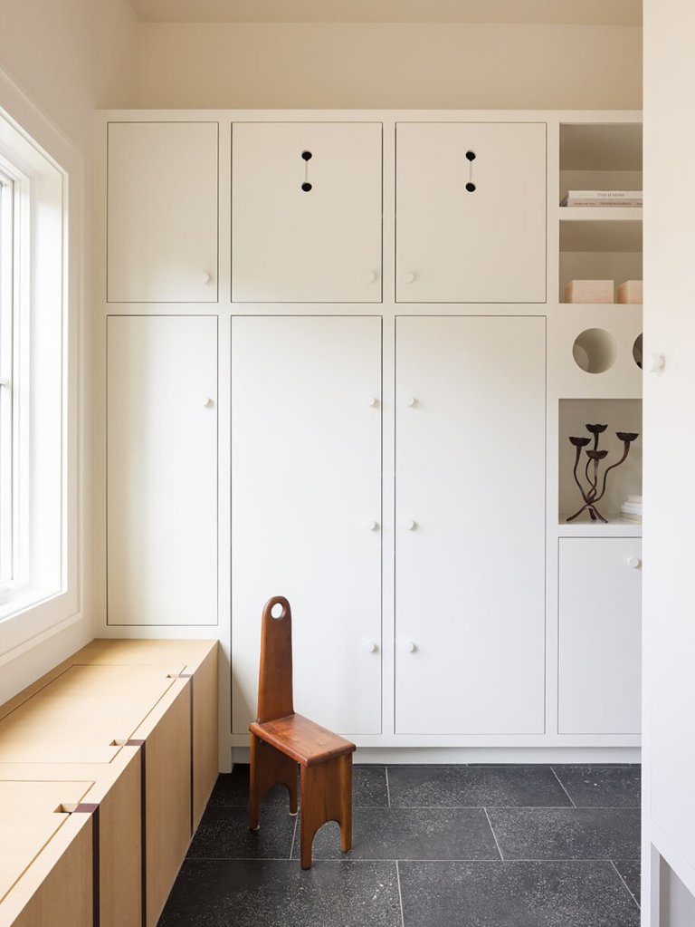 white mudroom cabinets