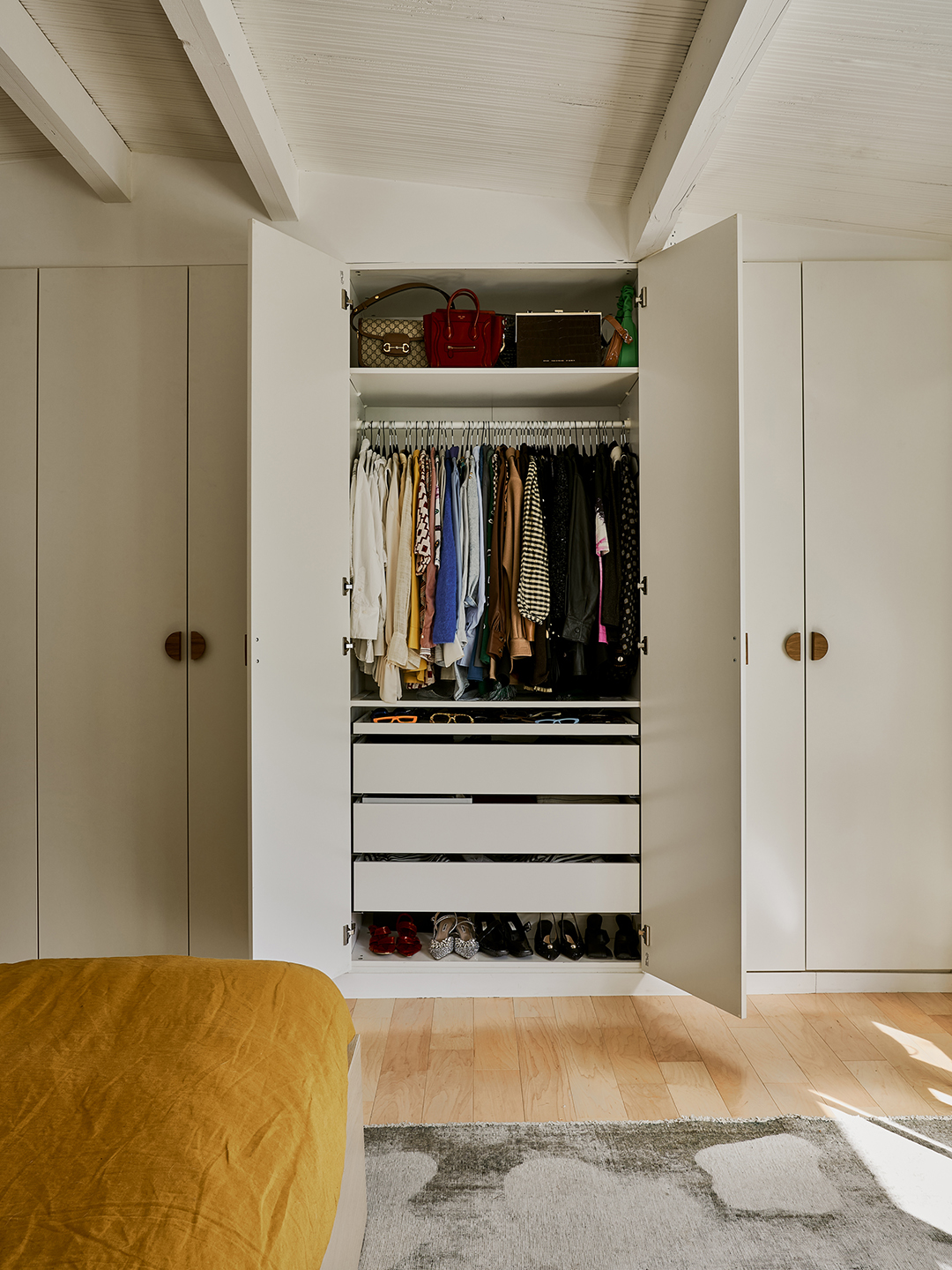 white closet doors open