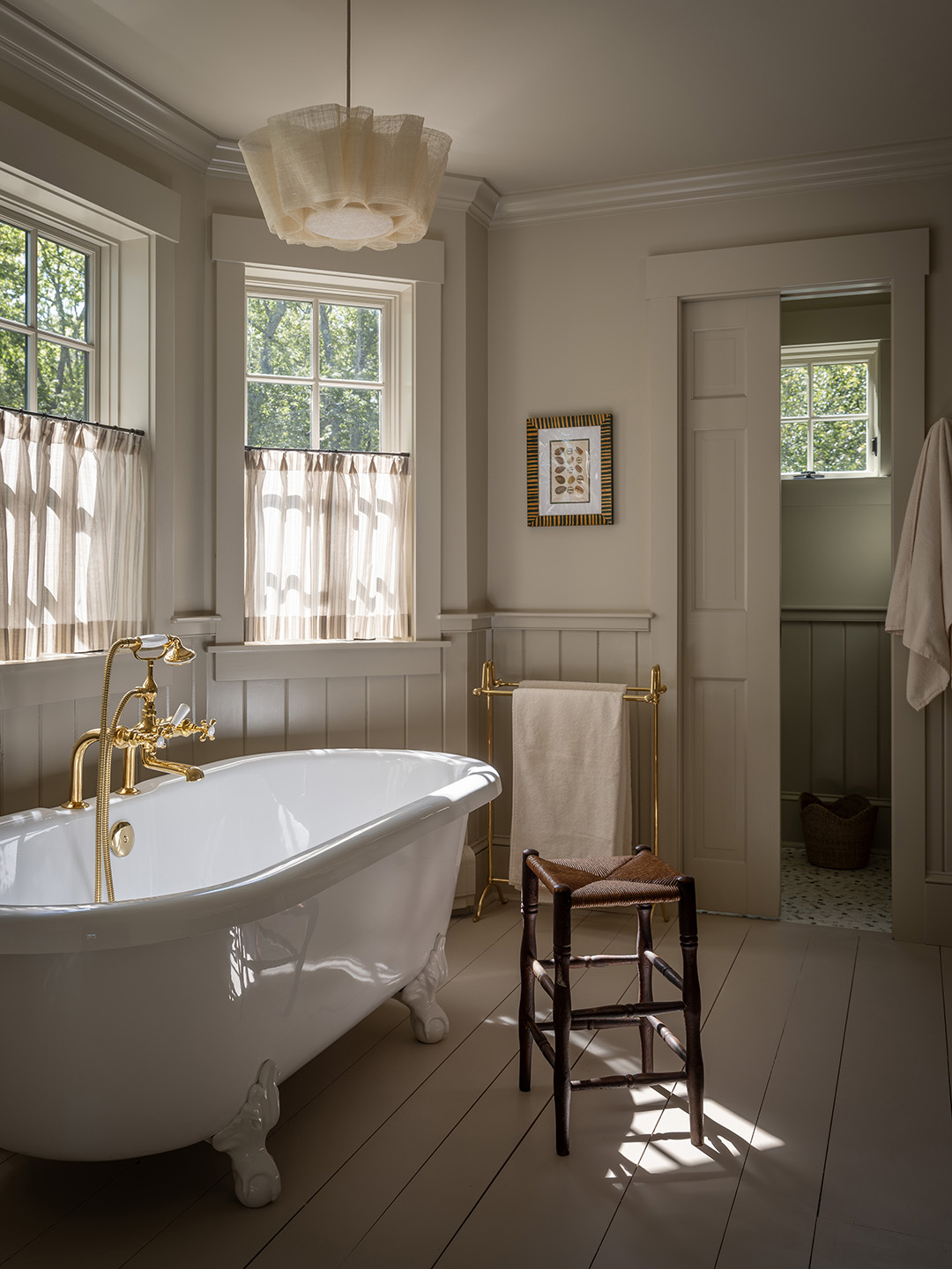 tub in front of windows