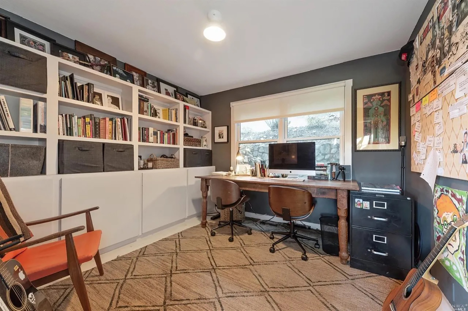 office with morroccan rug