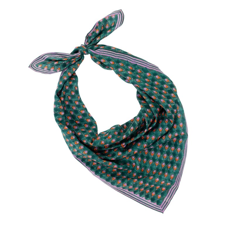 tulip print green scarf