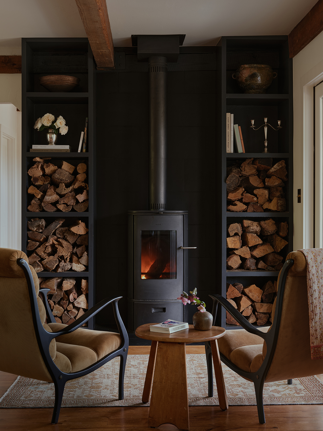 wood burning fireplace