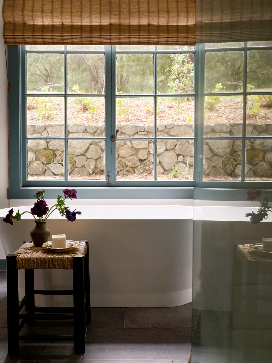 tub in front of window