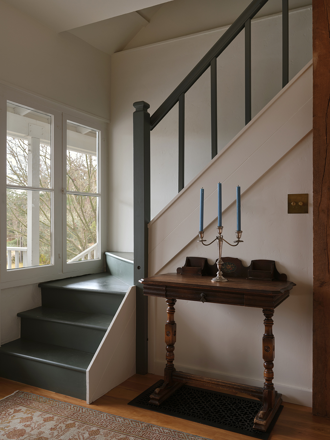 blue-green farmhouse stairs