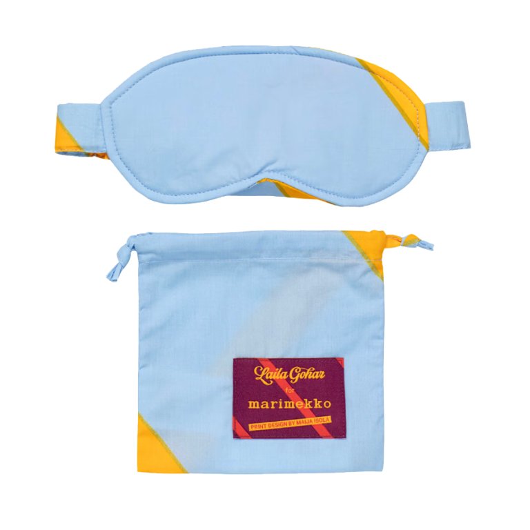  blue and yellow striped eye mask