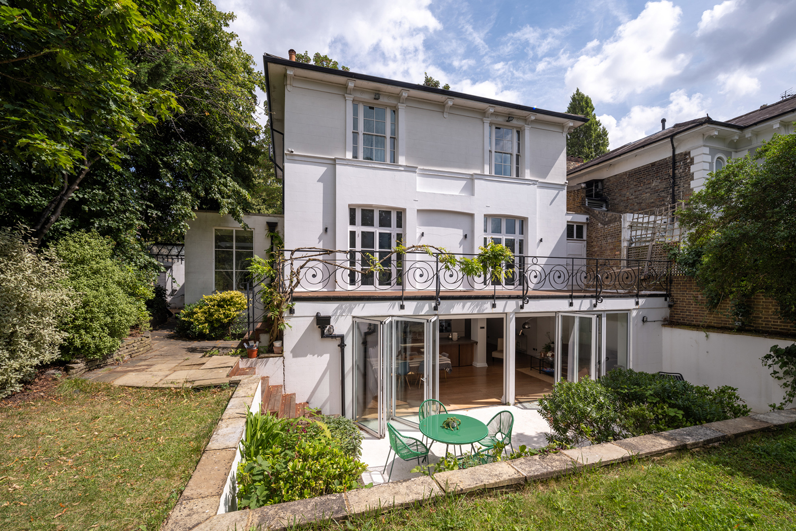 house with sunken patio