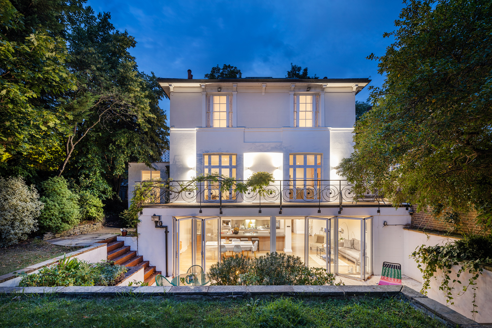 house with sunken patio