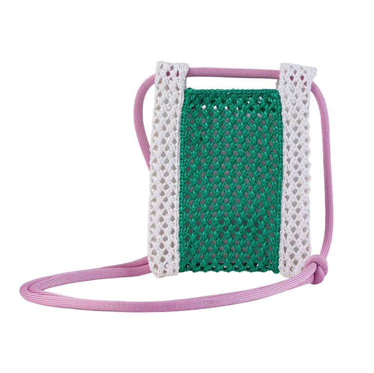  green and lavender raffia phone sling
