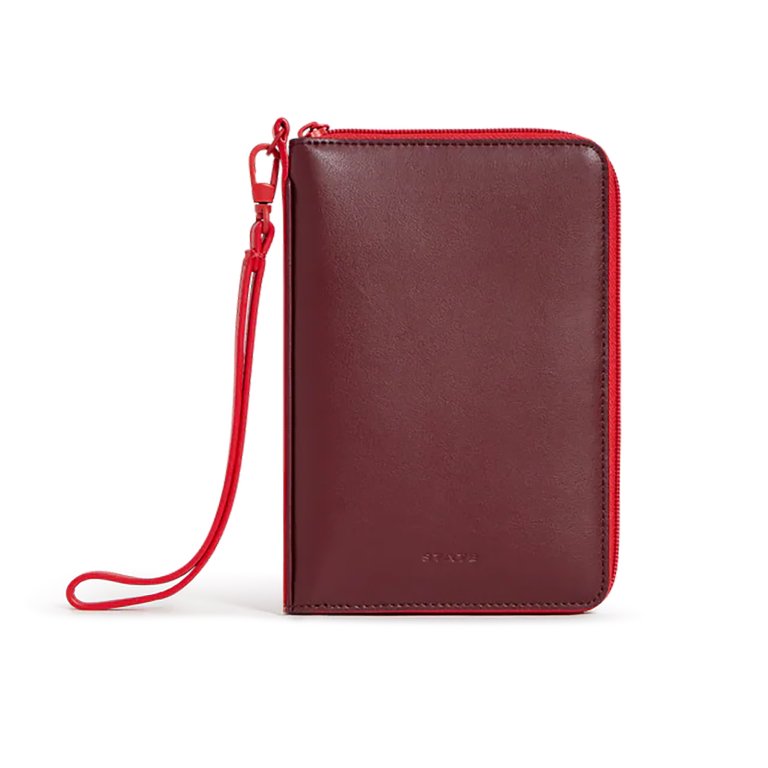  red and burgundy passport holder