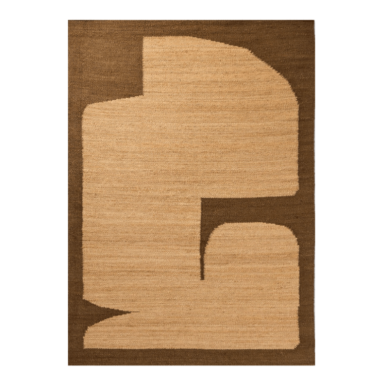  abstract tonal brown jute rug