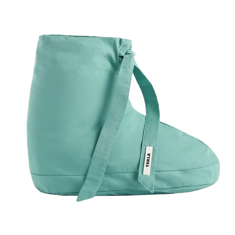  teal down-filled booties