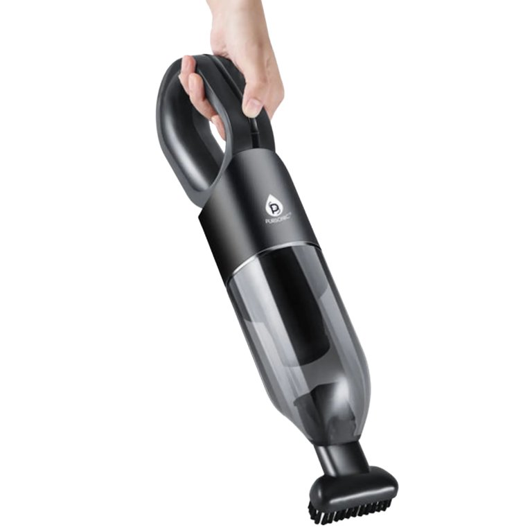  hand holding small handheld vacuum