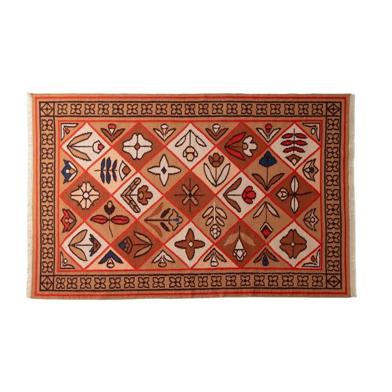  orange and red patterned area rug