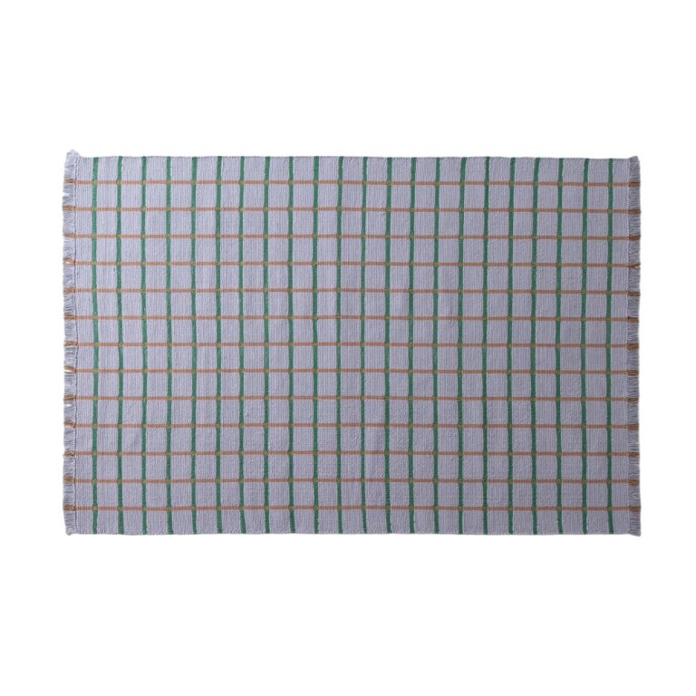 lavender grid-patterned area rug