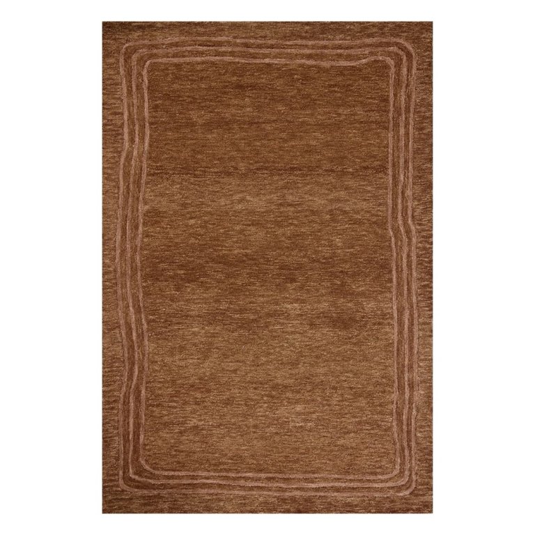  brown area rug with wavy border