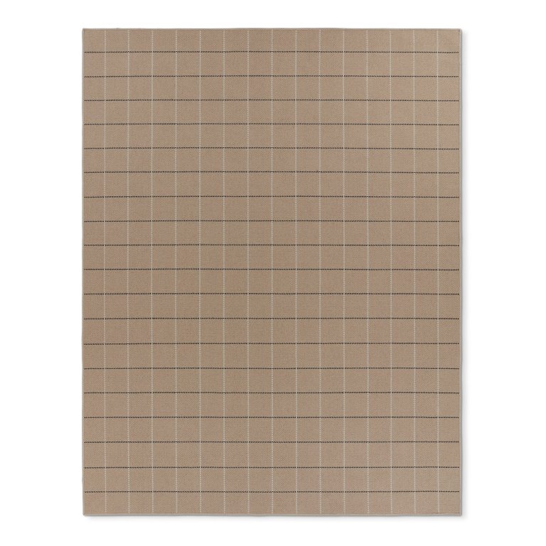  neutral grid-patterned area rug