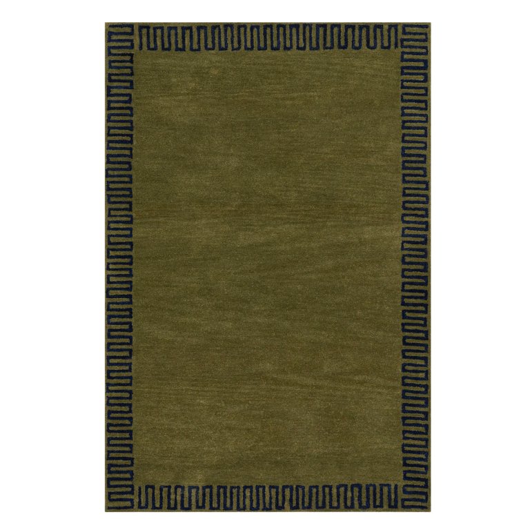  green area rug with squiggly border