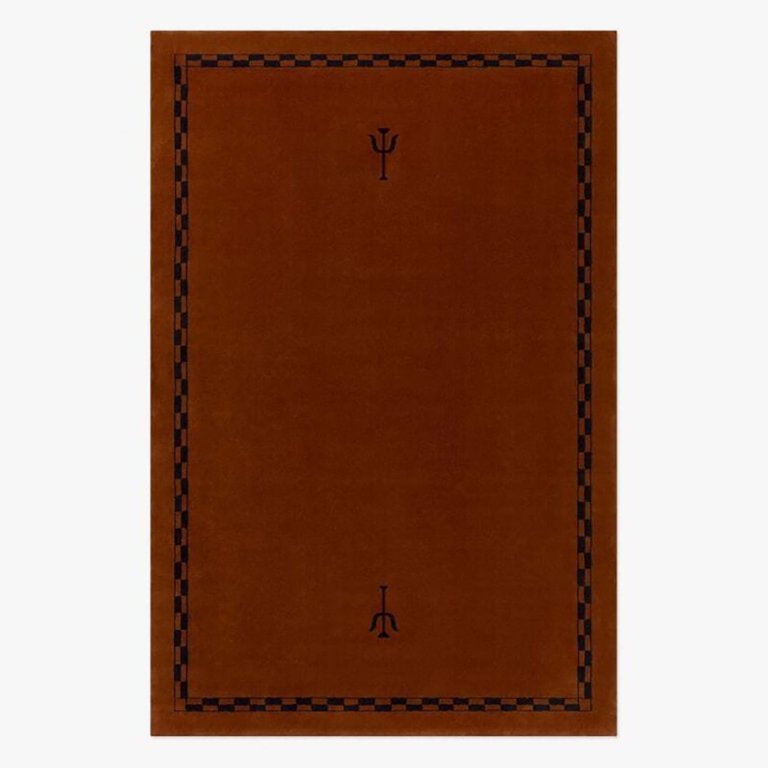  wine red area rug with squiggly border