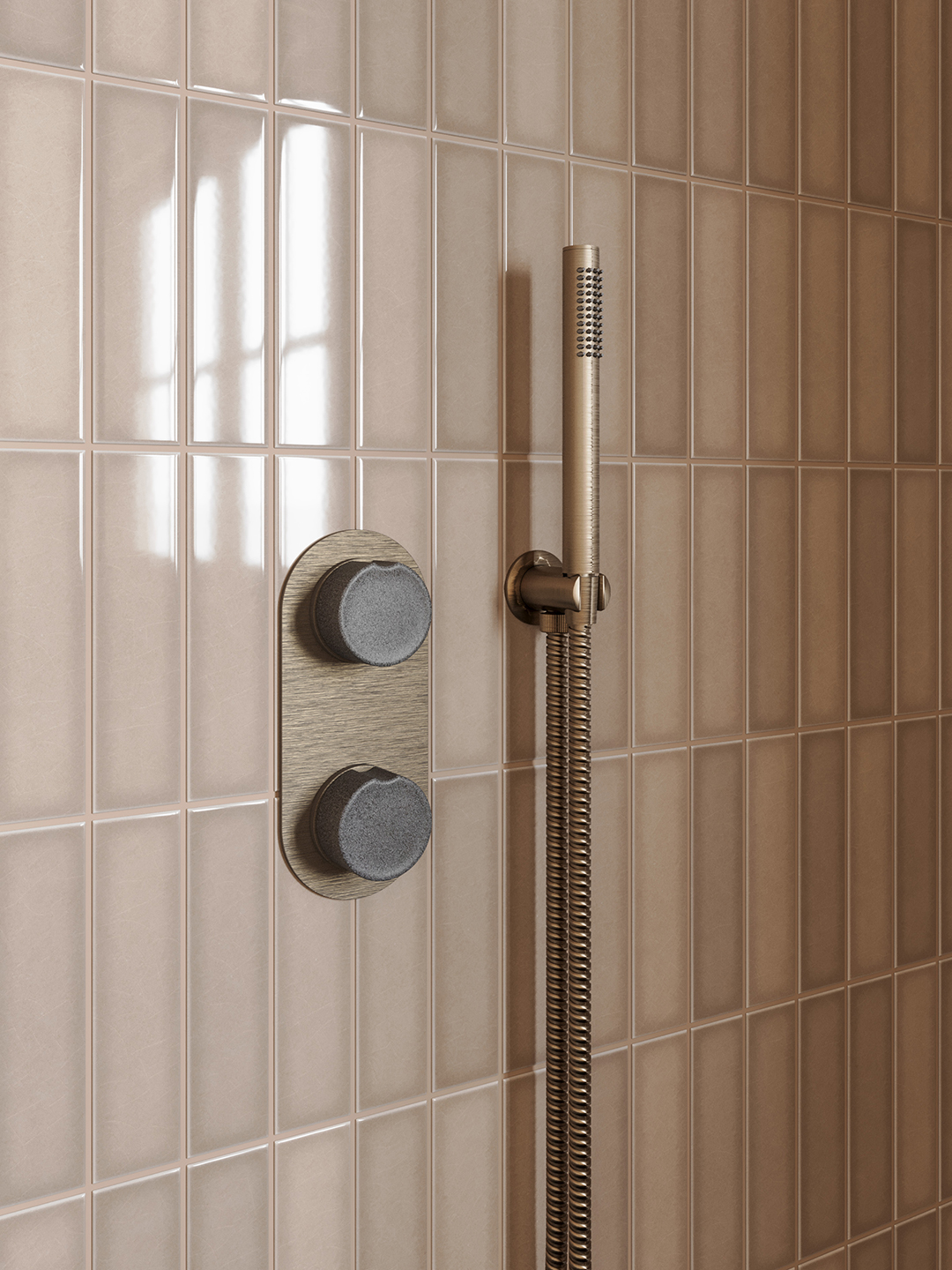 knobs in pink shower