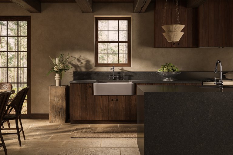 wood and gray kitchen