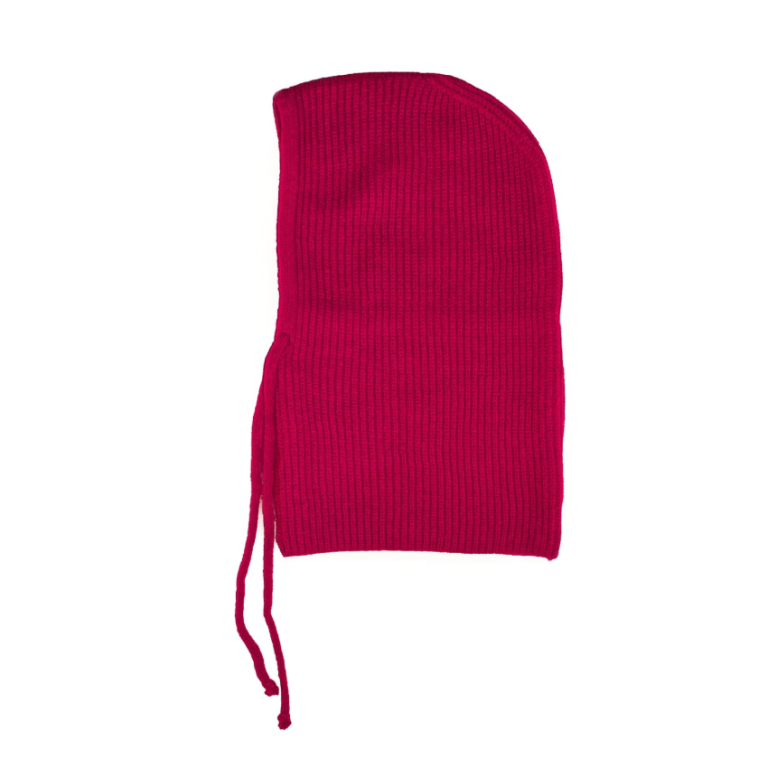  red balaclava-bonnet head covering