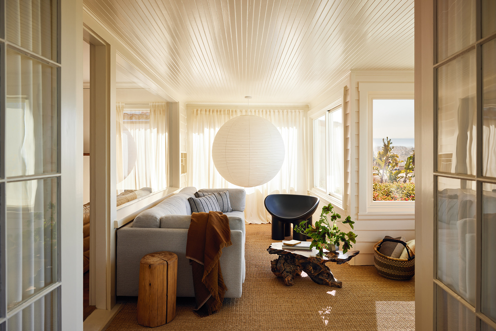 sunny room with oversized lantern