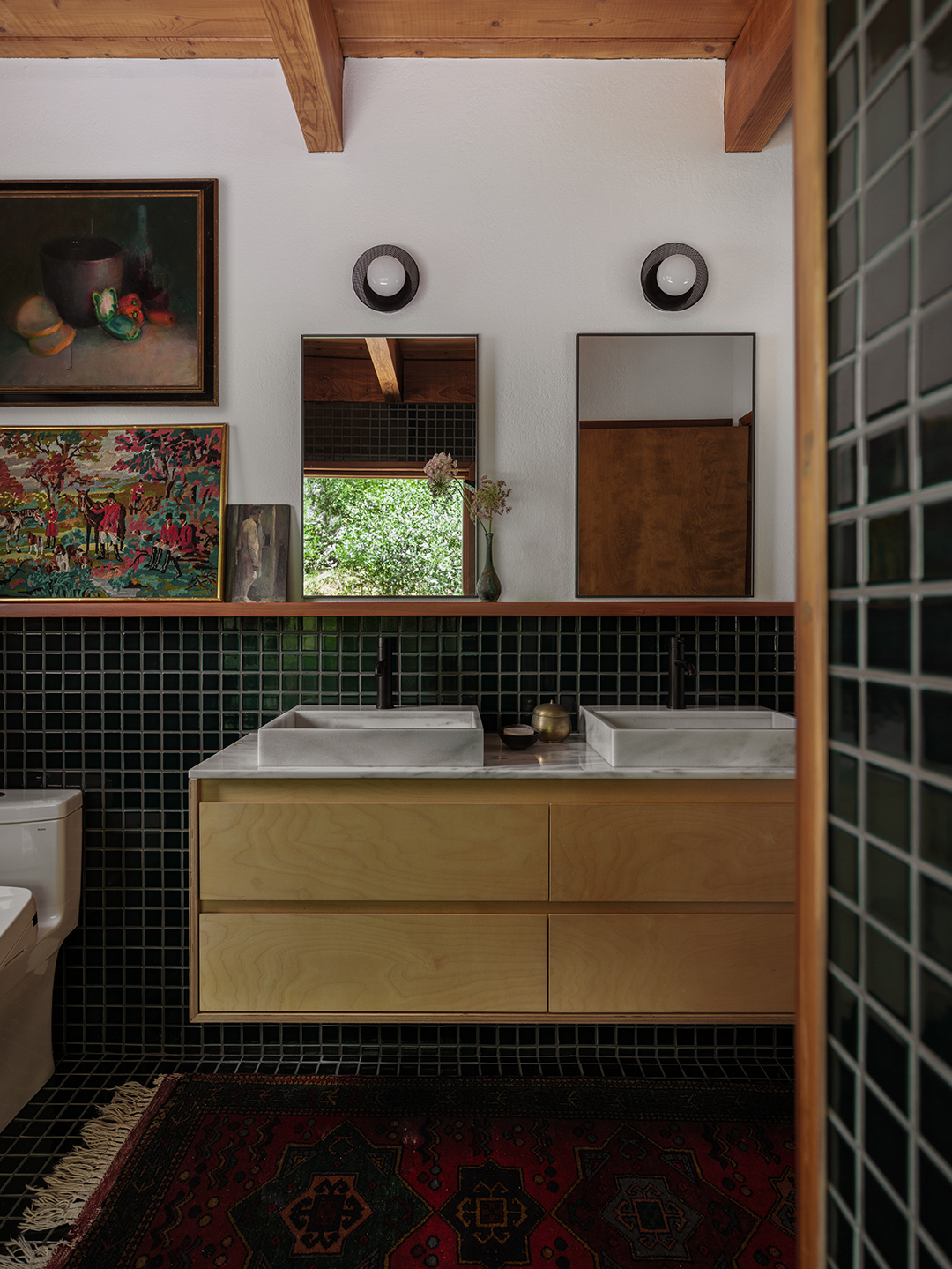 floating birch vanity