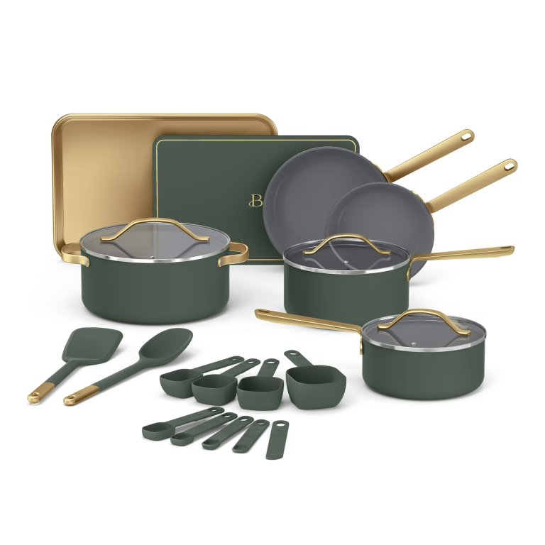  green 21-piece cookware set