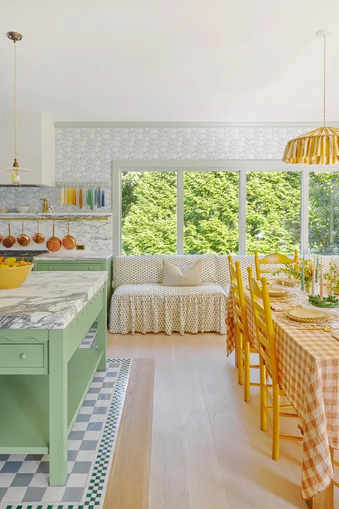 green and yellow kitchen
