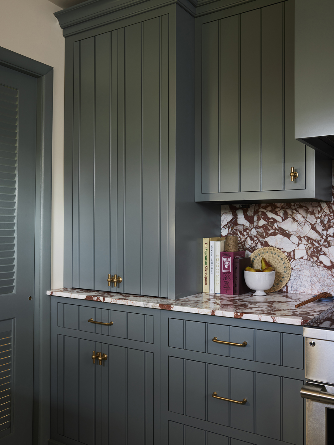 blue beadboard kitchen