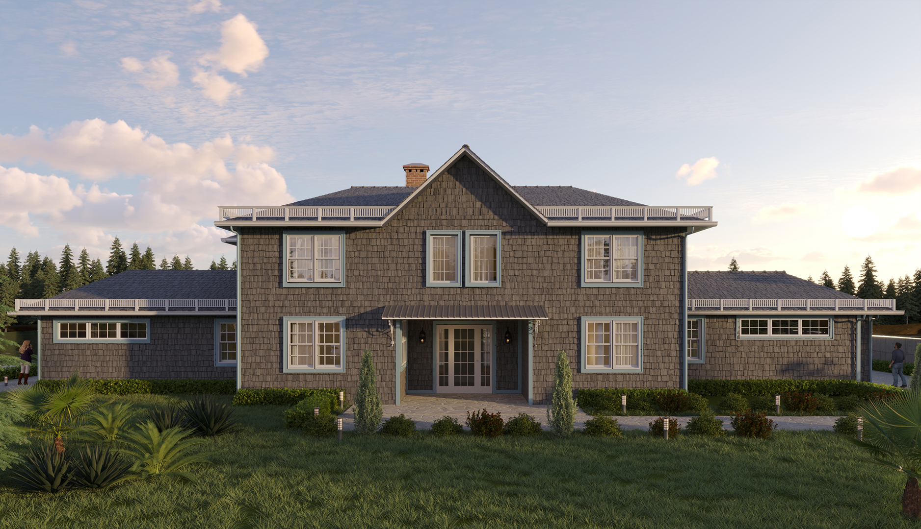 rendering of brown house