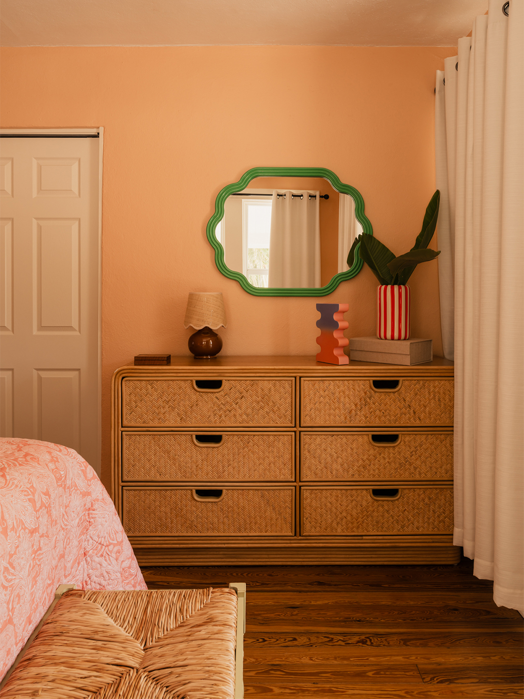 peach bedroom