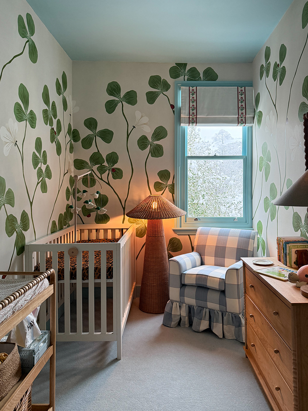 nursery with floral mural