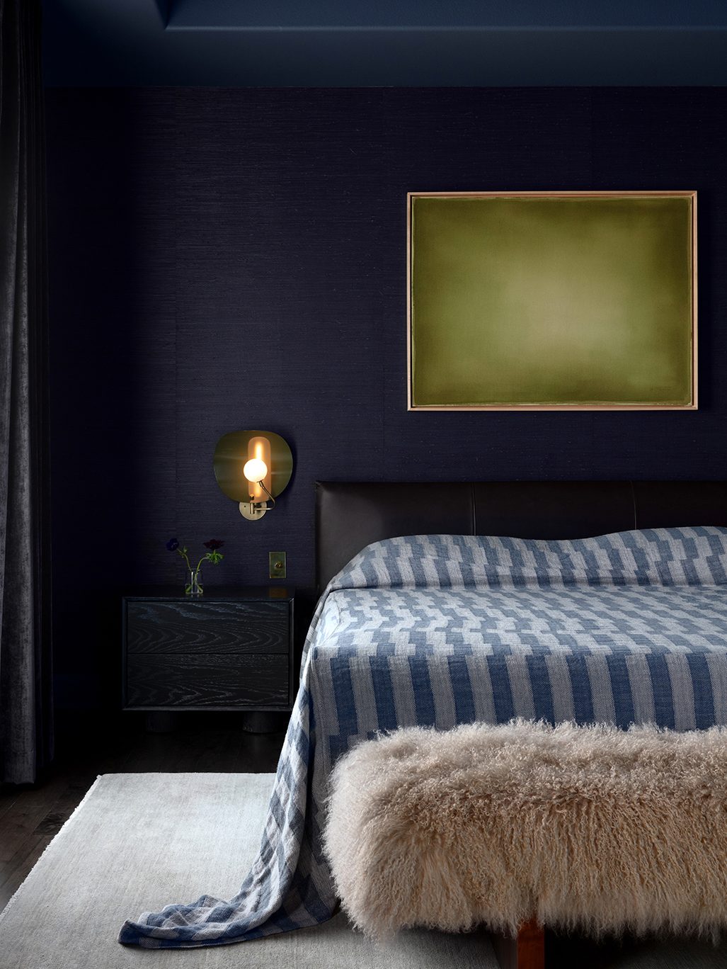 blue striped bedding