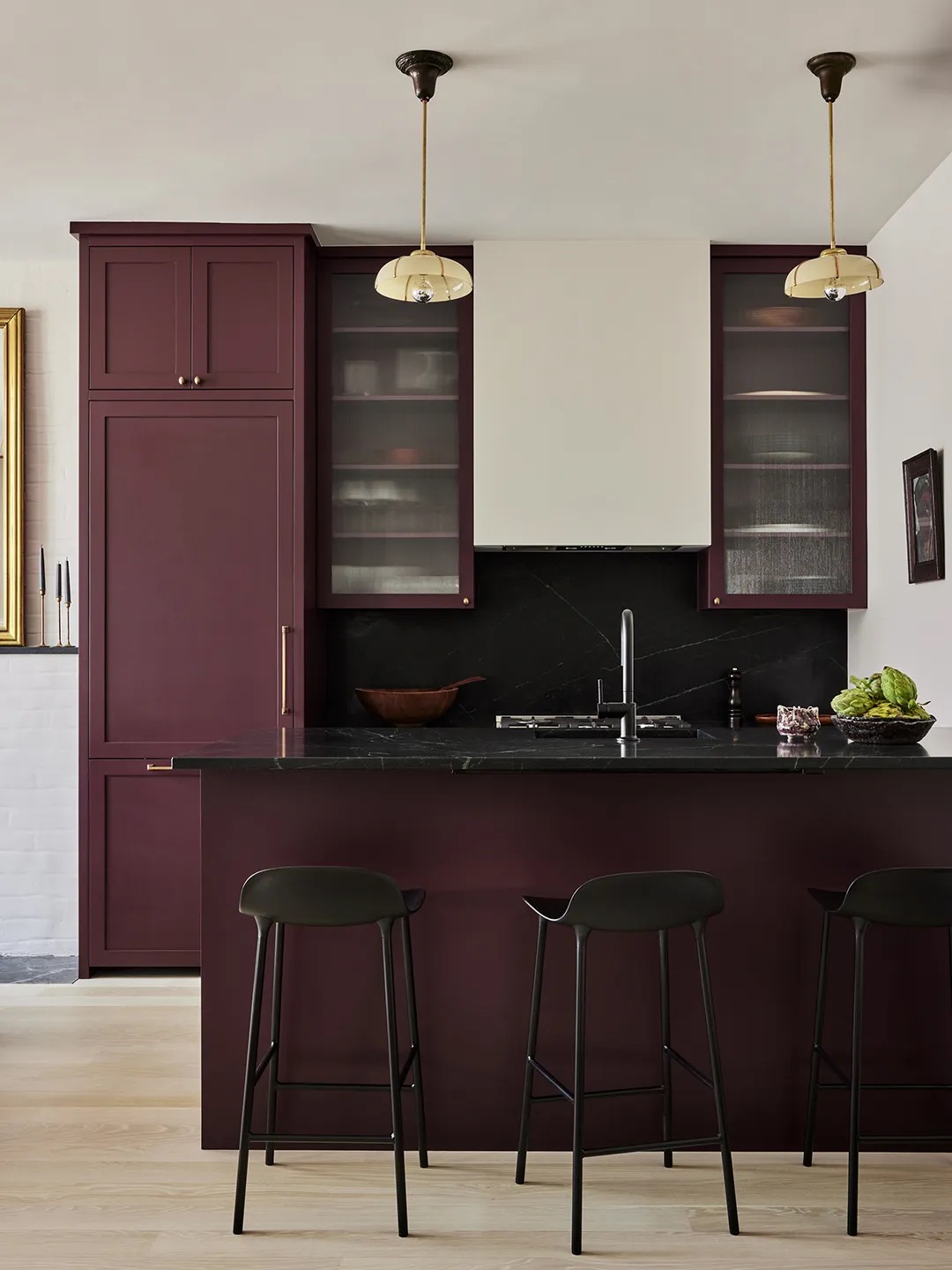maroon cabinets