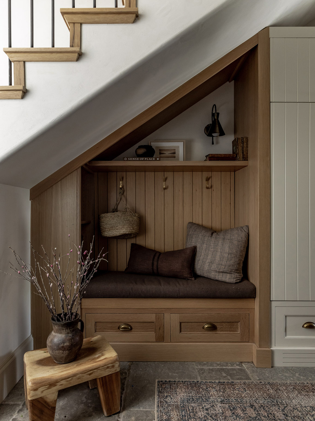 under stairs reading nook