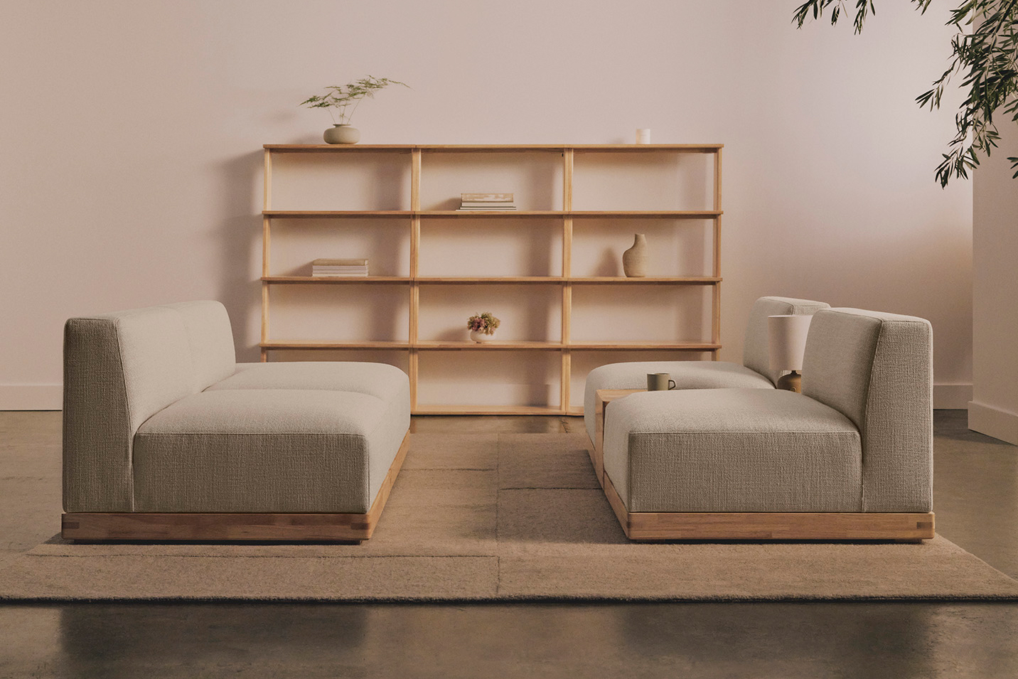 two sectional pieces across from each other