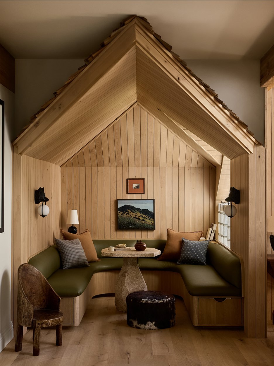 dining area with pitched ceiling