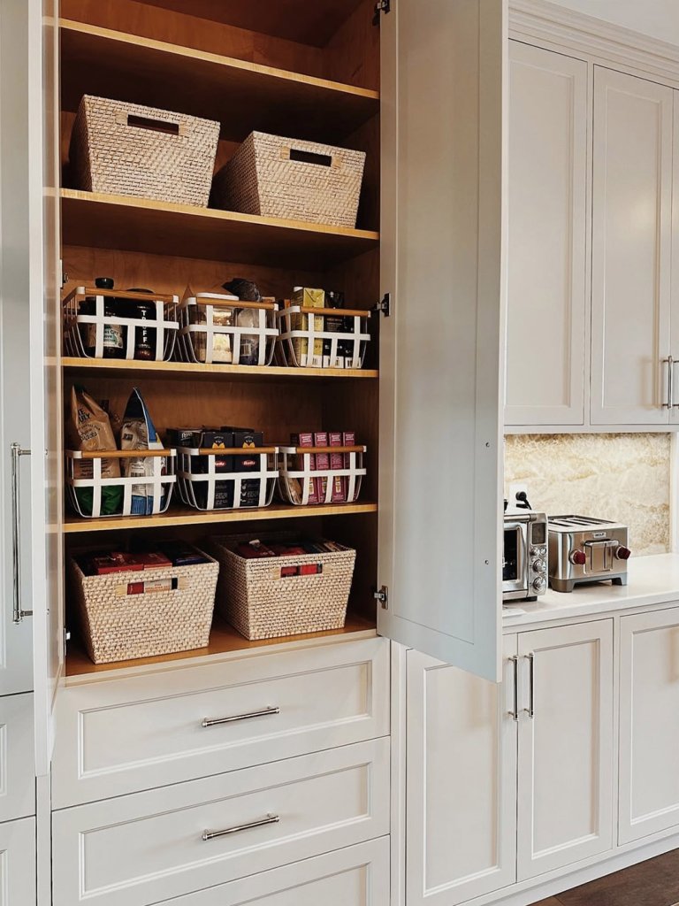 organized pantry cabinet