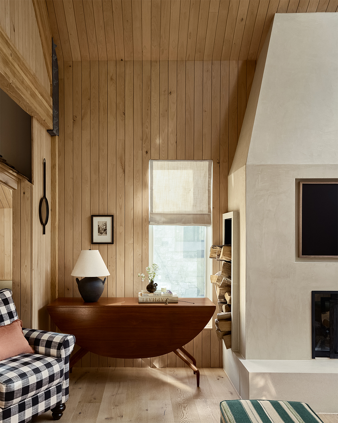 wood storage on side of fireplace
