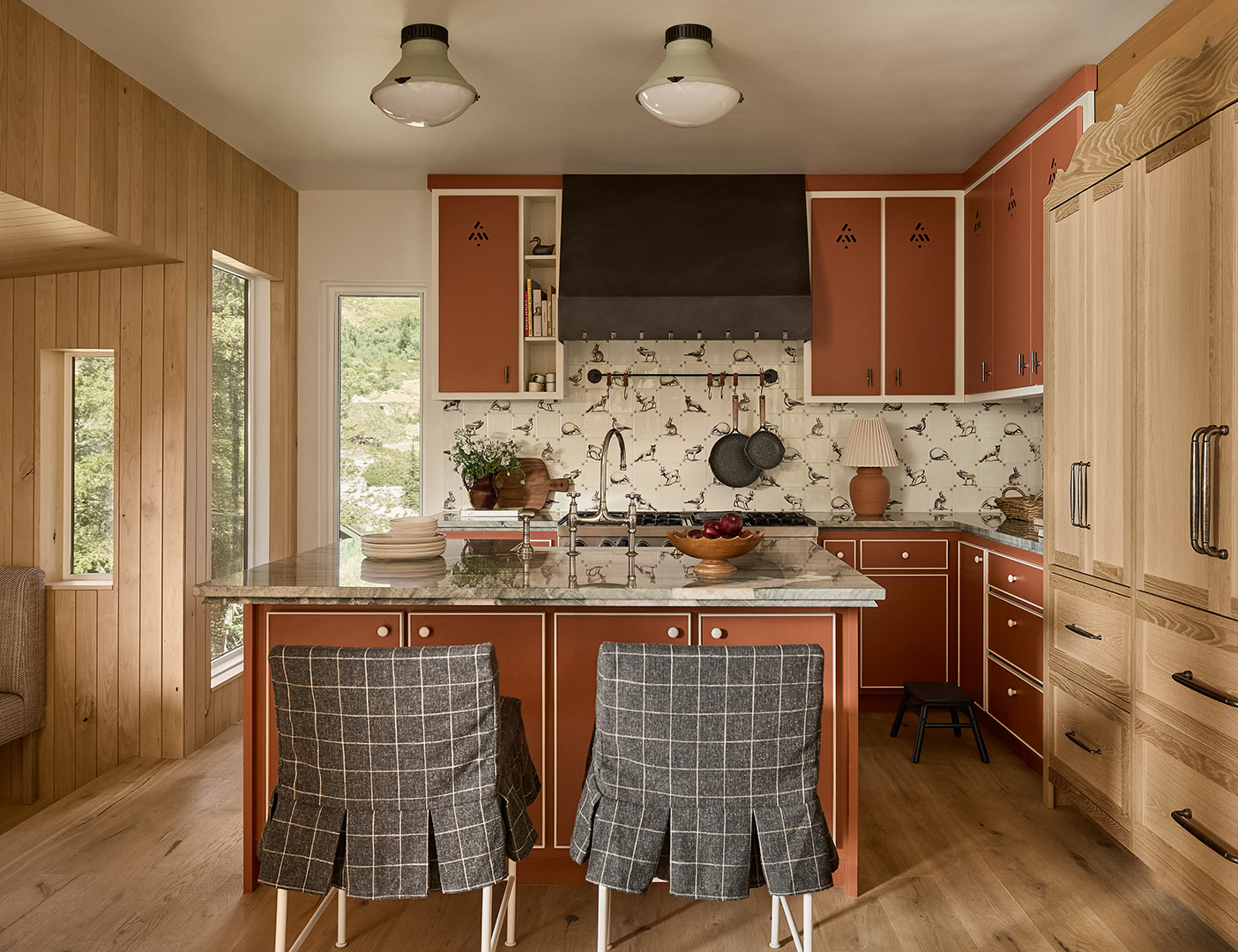 red kitchen cabinets