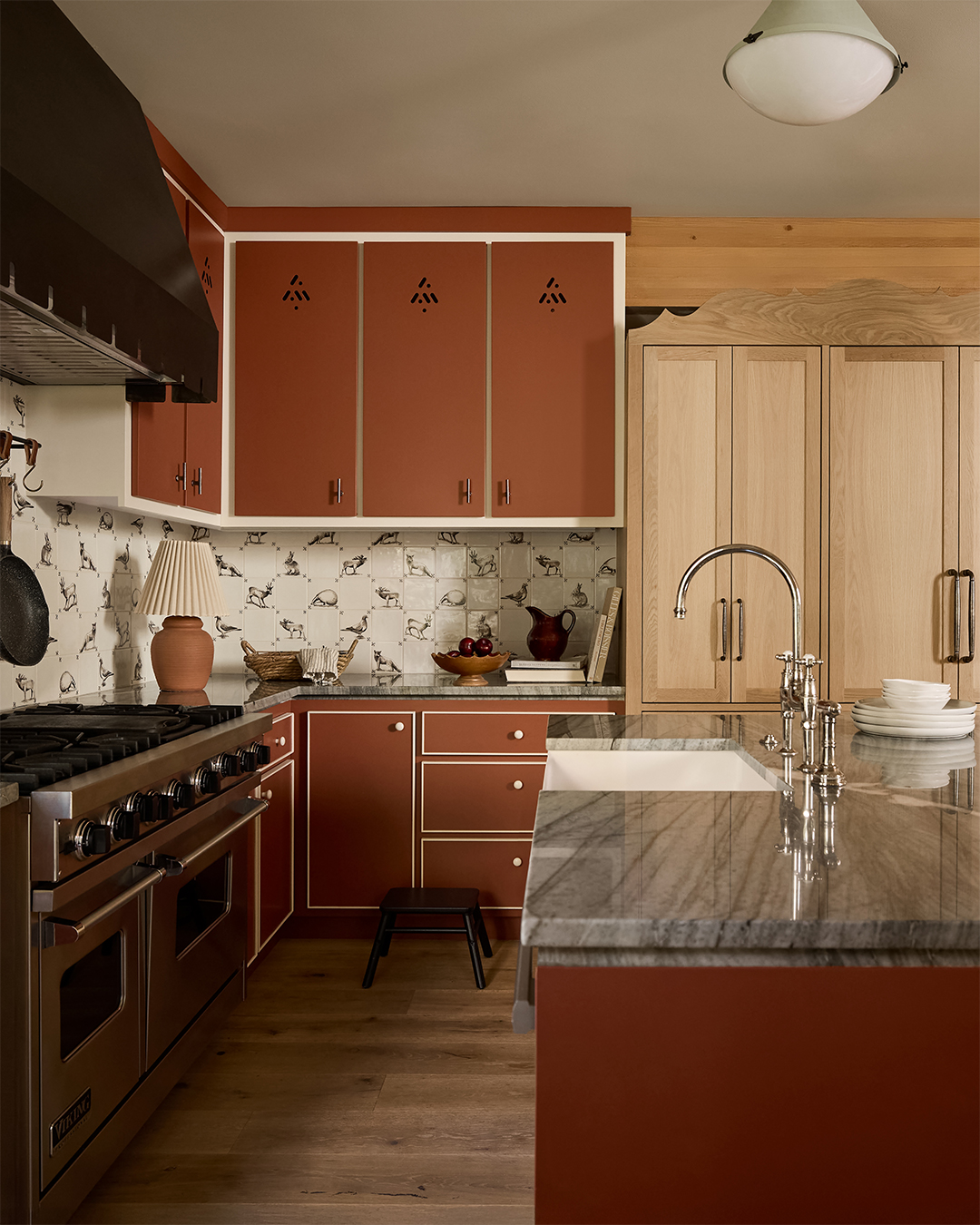 red kitchen cabinets