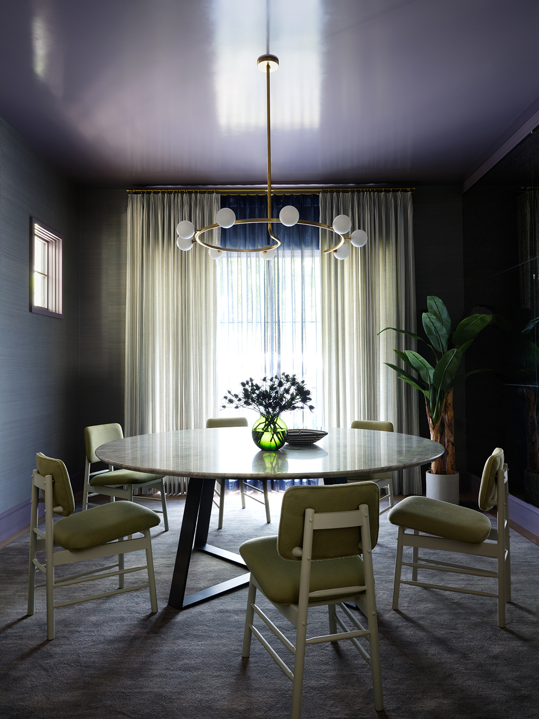 blue and purple dining room