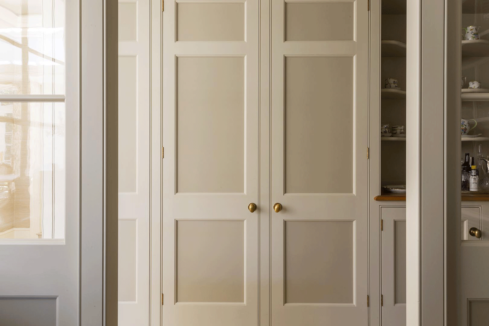 cabinet doors that open to reveal food storage