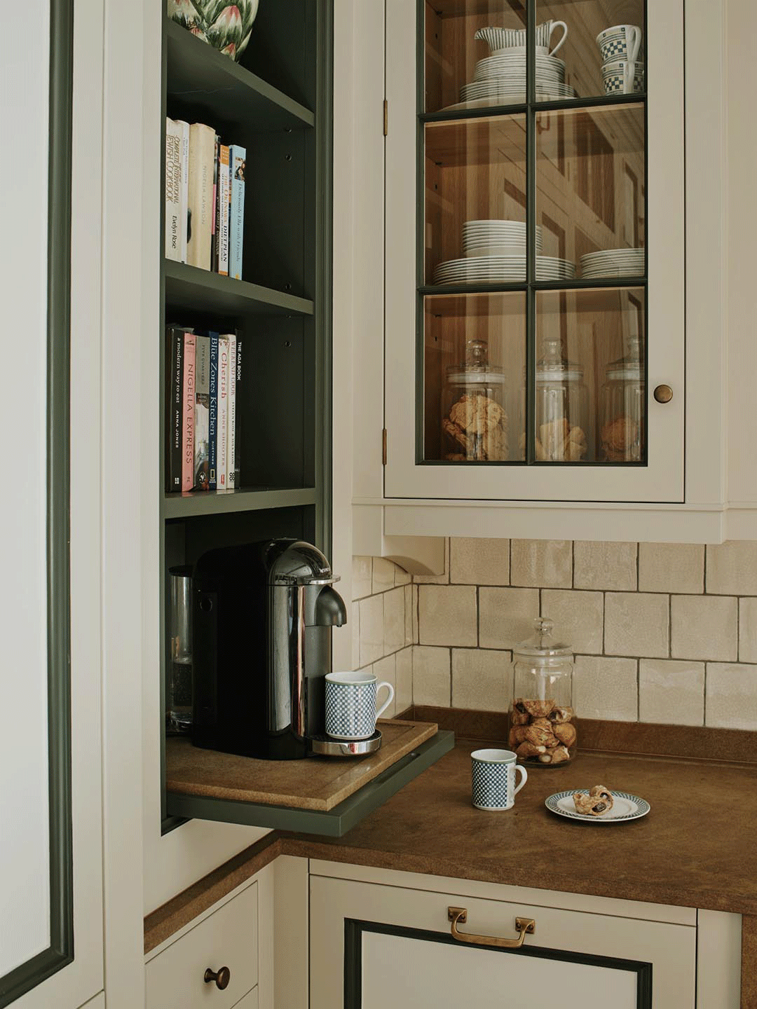 Kitchen with pull-out coffee counter